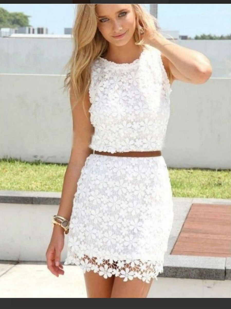 Vestido renda best sale branco curto