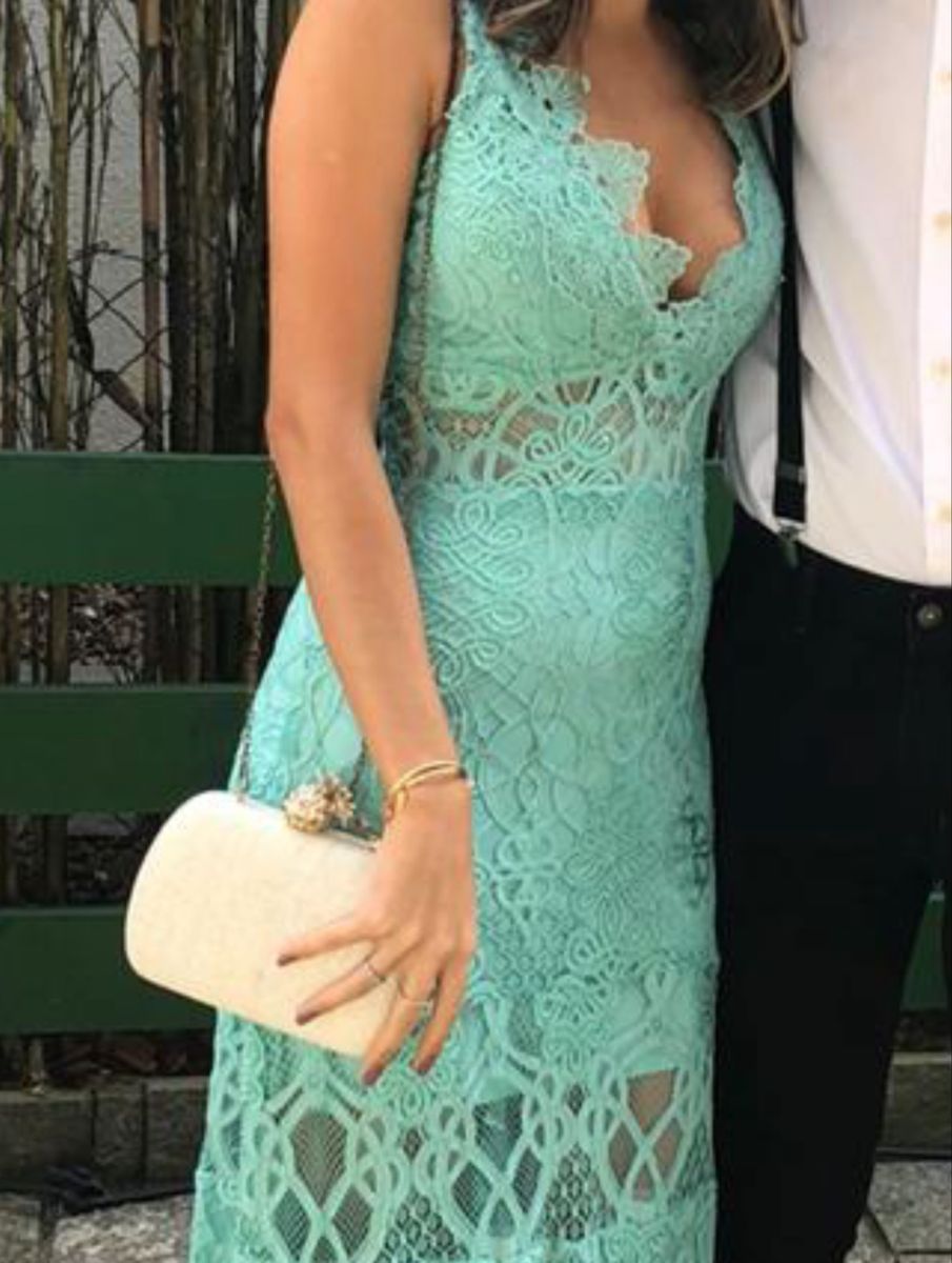 vestido renda verde