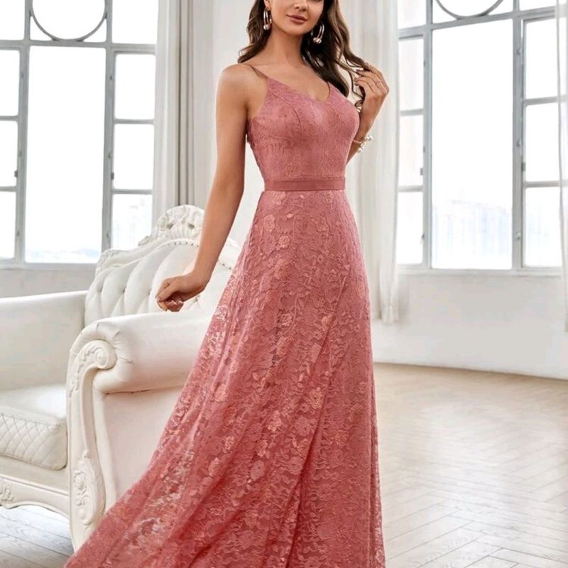 Vestido de festa longo best sale rose renda