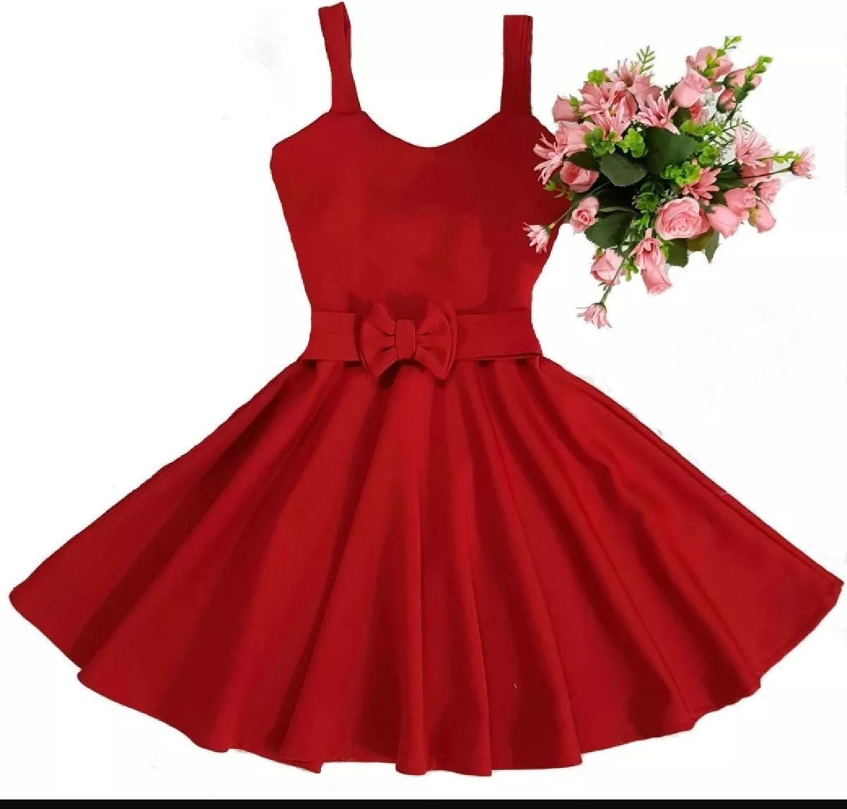 vestido rodado vermelho