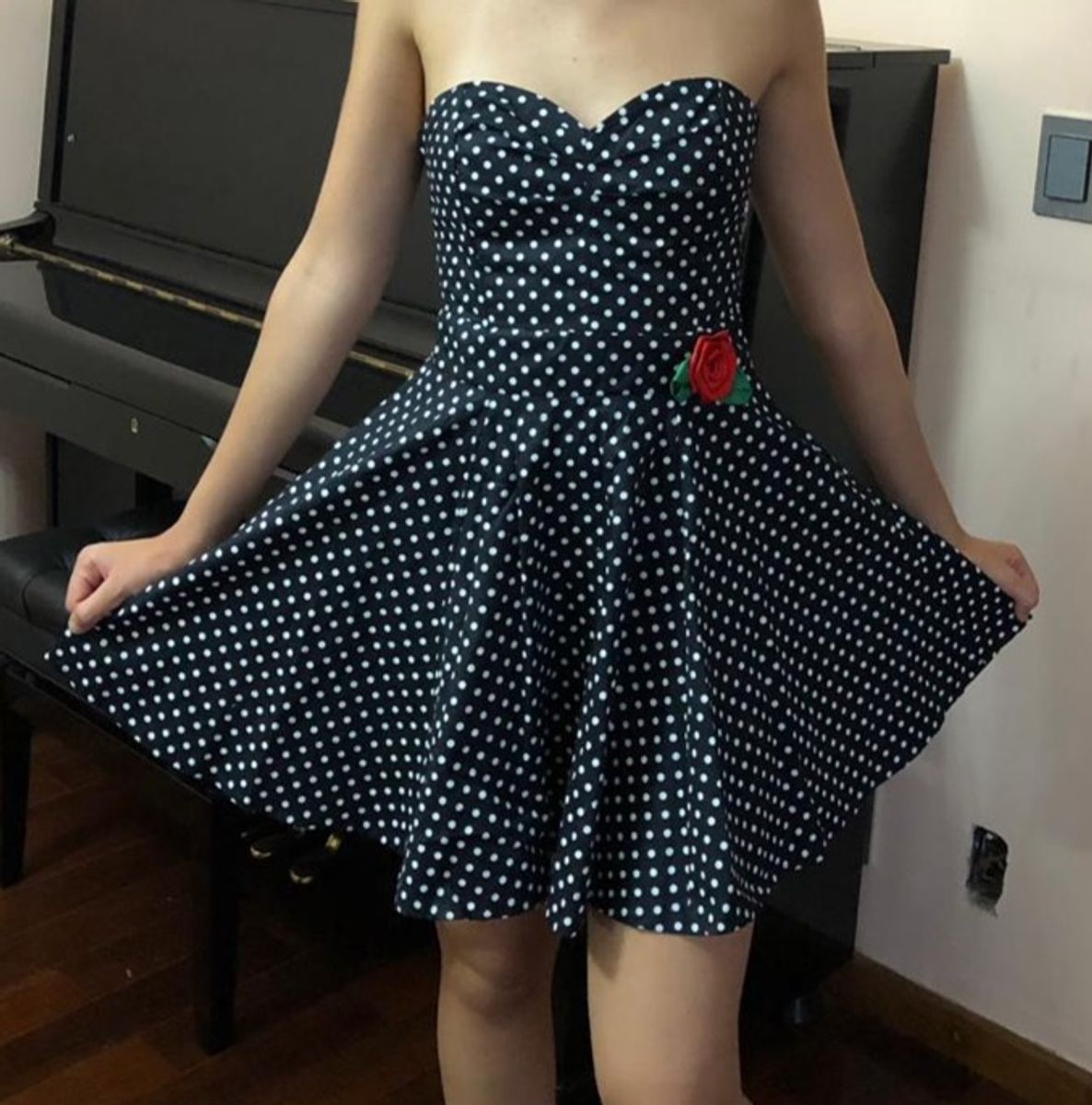 vestido rodado de bolinha