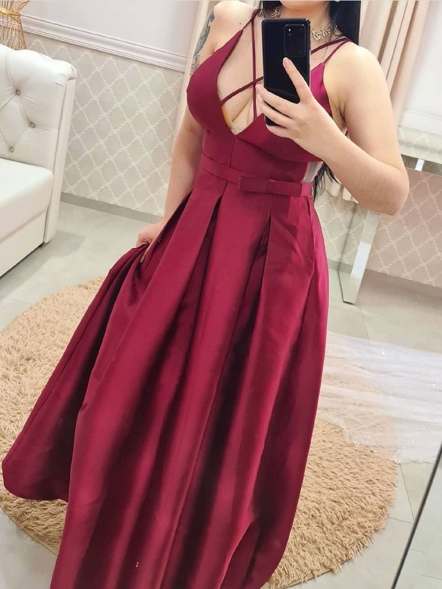 Vestido longo rodado store vermelho