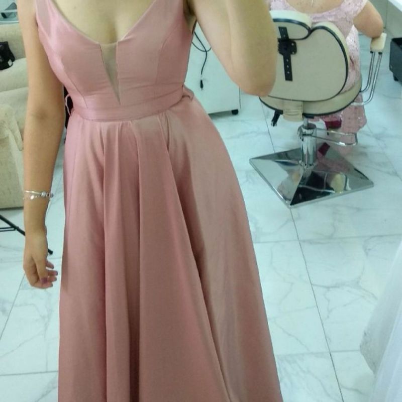 Vestido rosa chá para 2024 madrinha