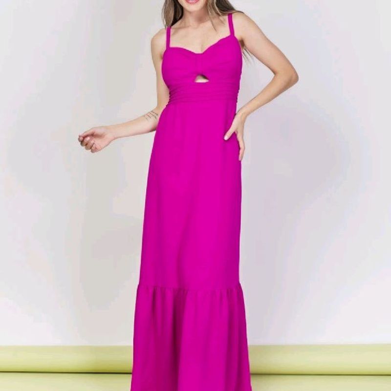 Vestido rosa hot sale choque longo