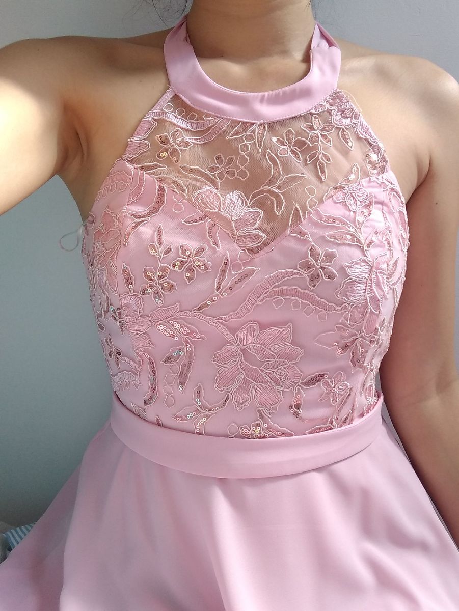 vestido rosa de festa curto