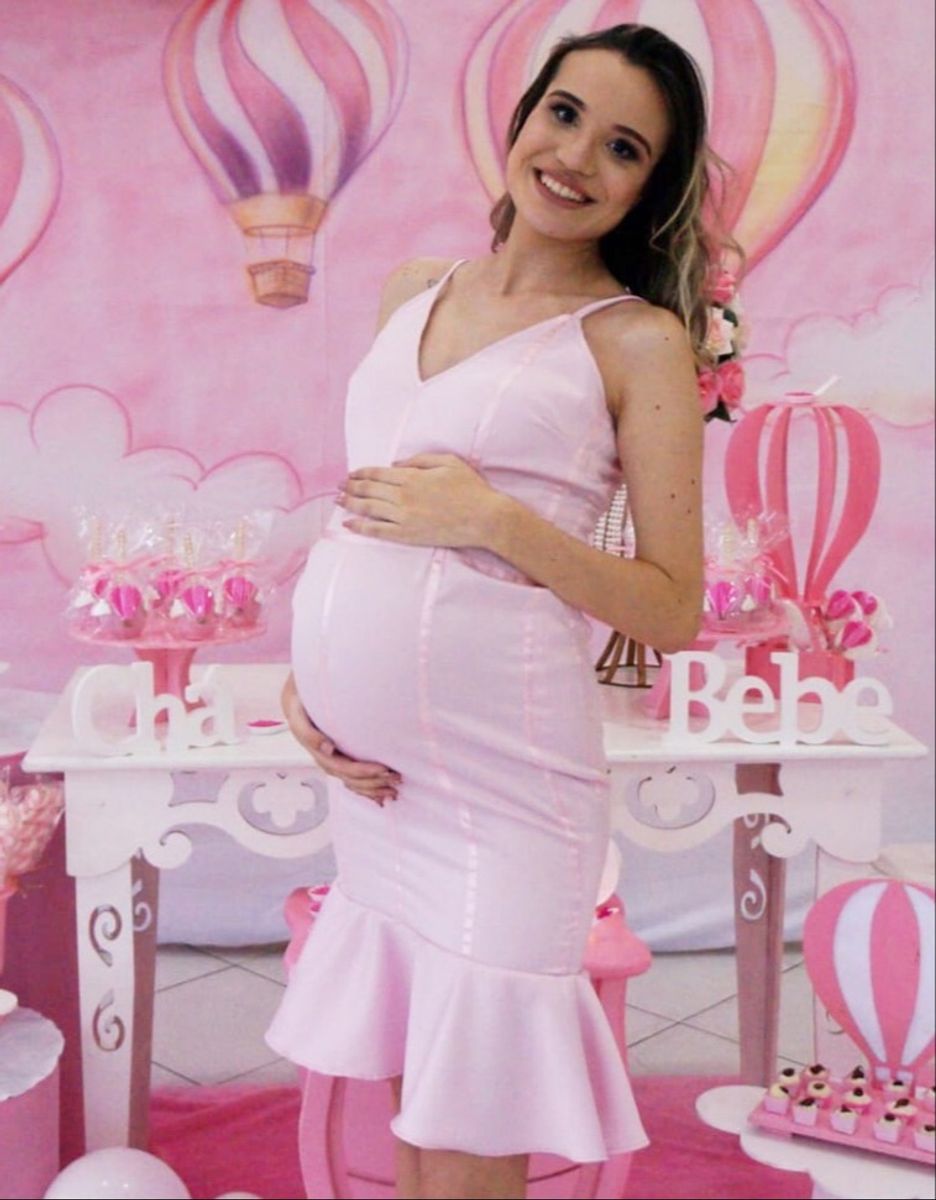 vestido de gravida rosa