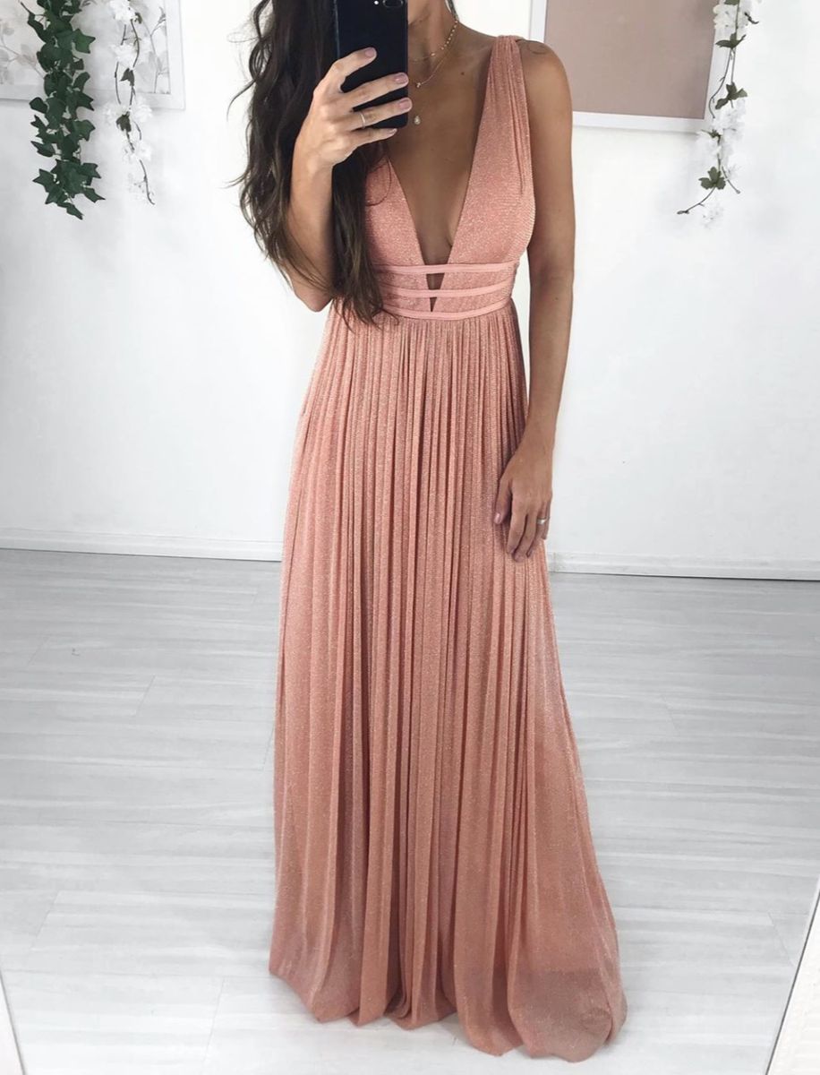 vestido rose longo