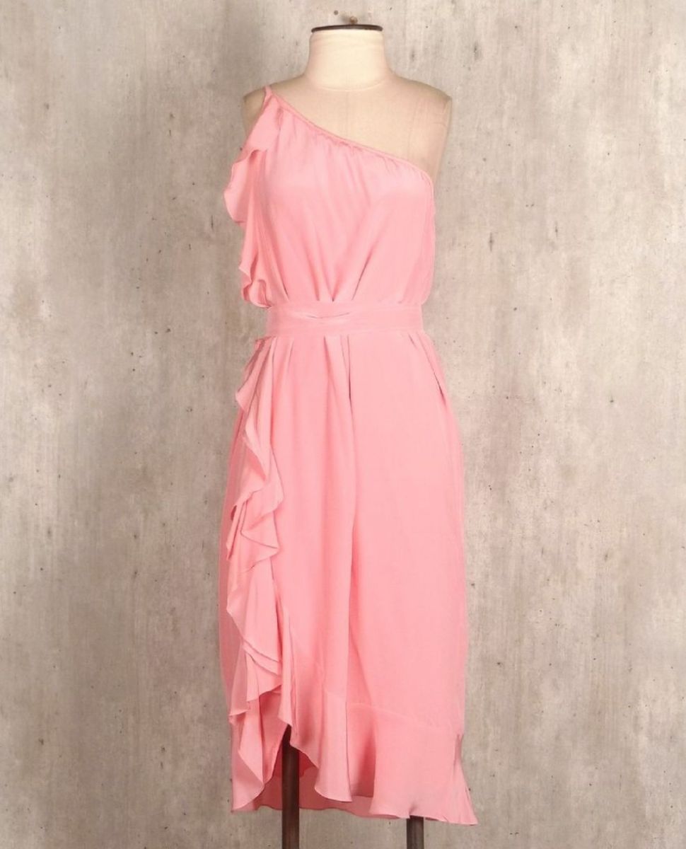 vestido rosa seda