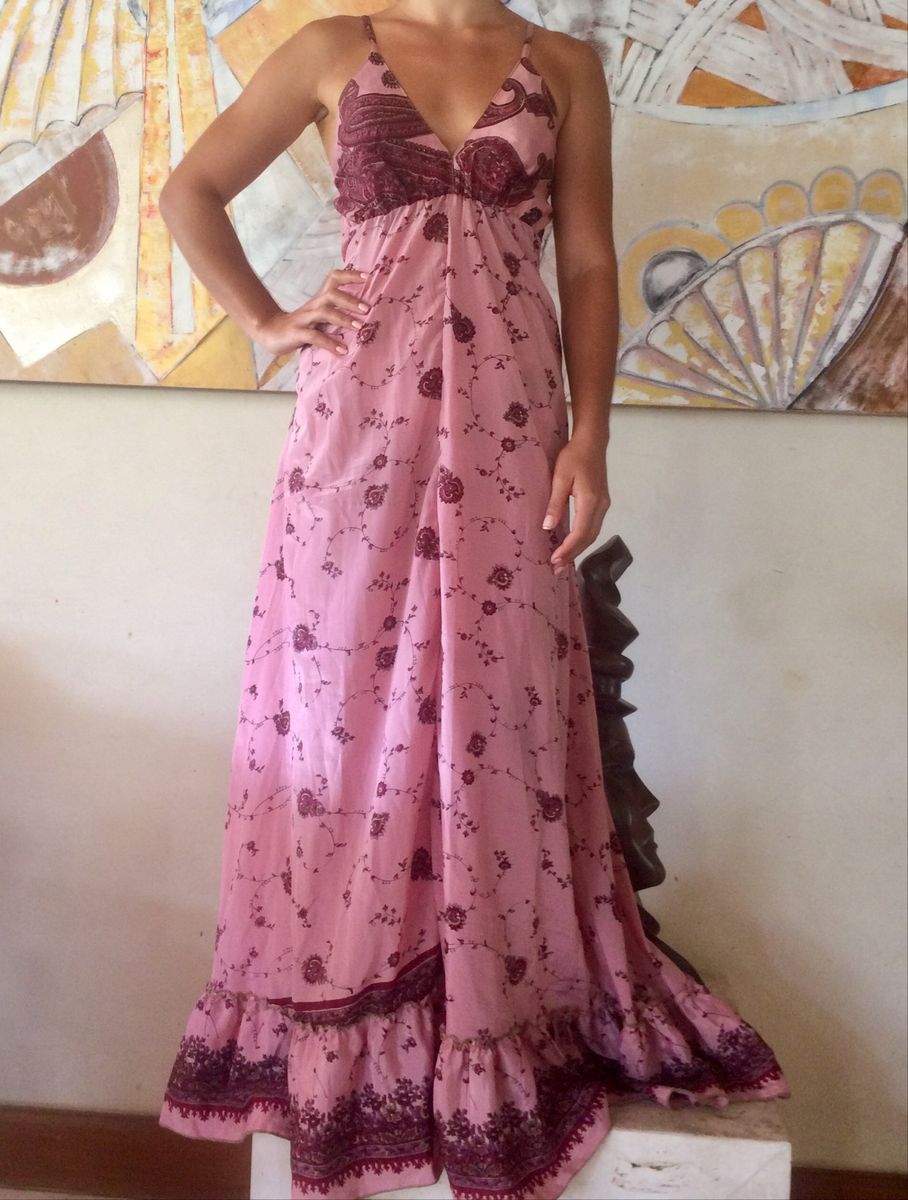 vestido rosa de seda