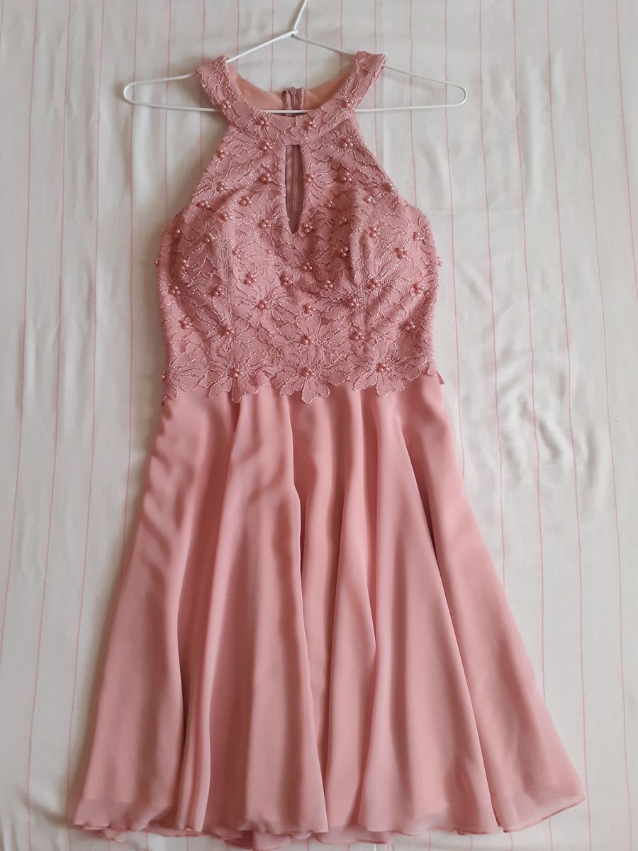 vestido salmão curto para casamento