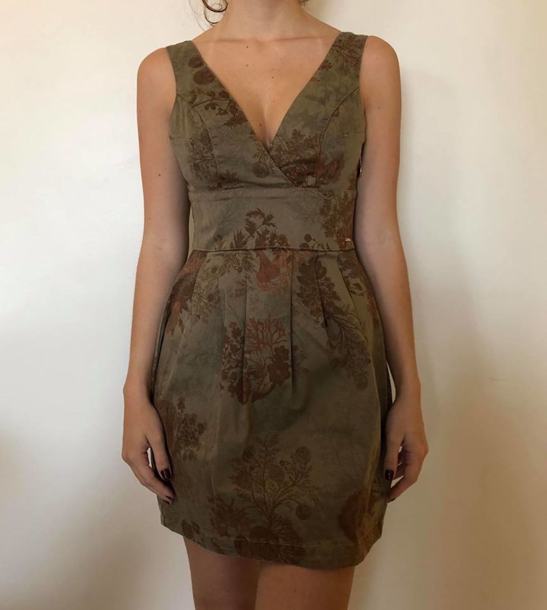 vestido sarja verde militar