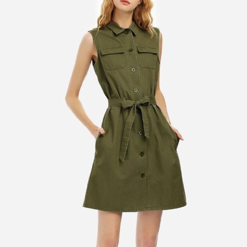 Vestido sarja 2024 verde militar