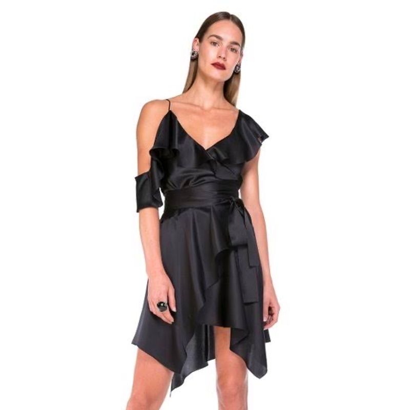 Vestido store seda preto