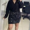 vestido shein paetê preto tam g nunca usado - festa e formatura shein