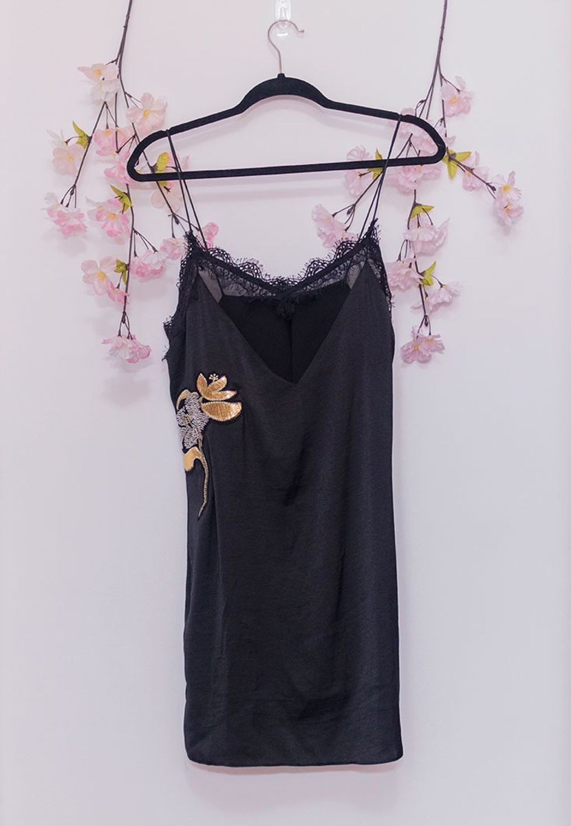 vestido slip dress preto