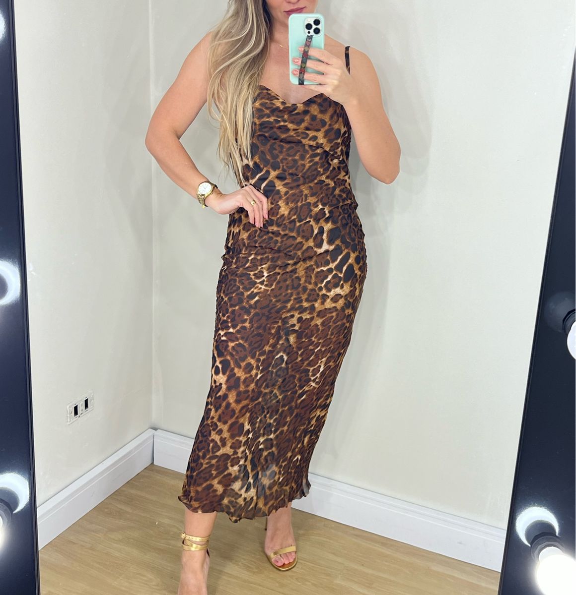 Vestido Slip Dress Oncinha Chique Elegante Vestido Feminino Guiccela  Nunca Usado 110339287 enjoei