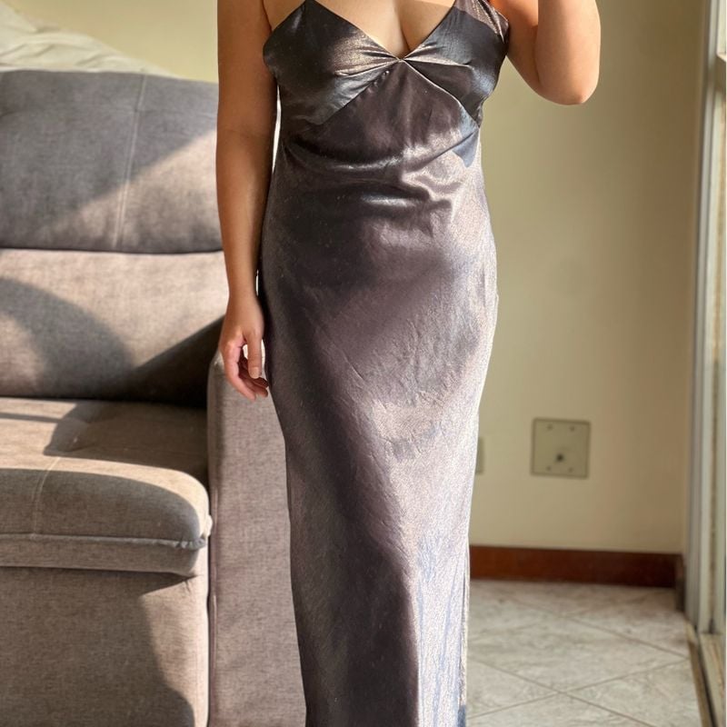 silver slip dress zara NWT ZARA SS21 SILVER BACK LACED SLIP DRESS 2298/054