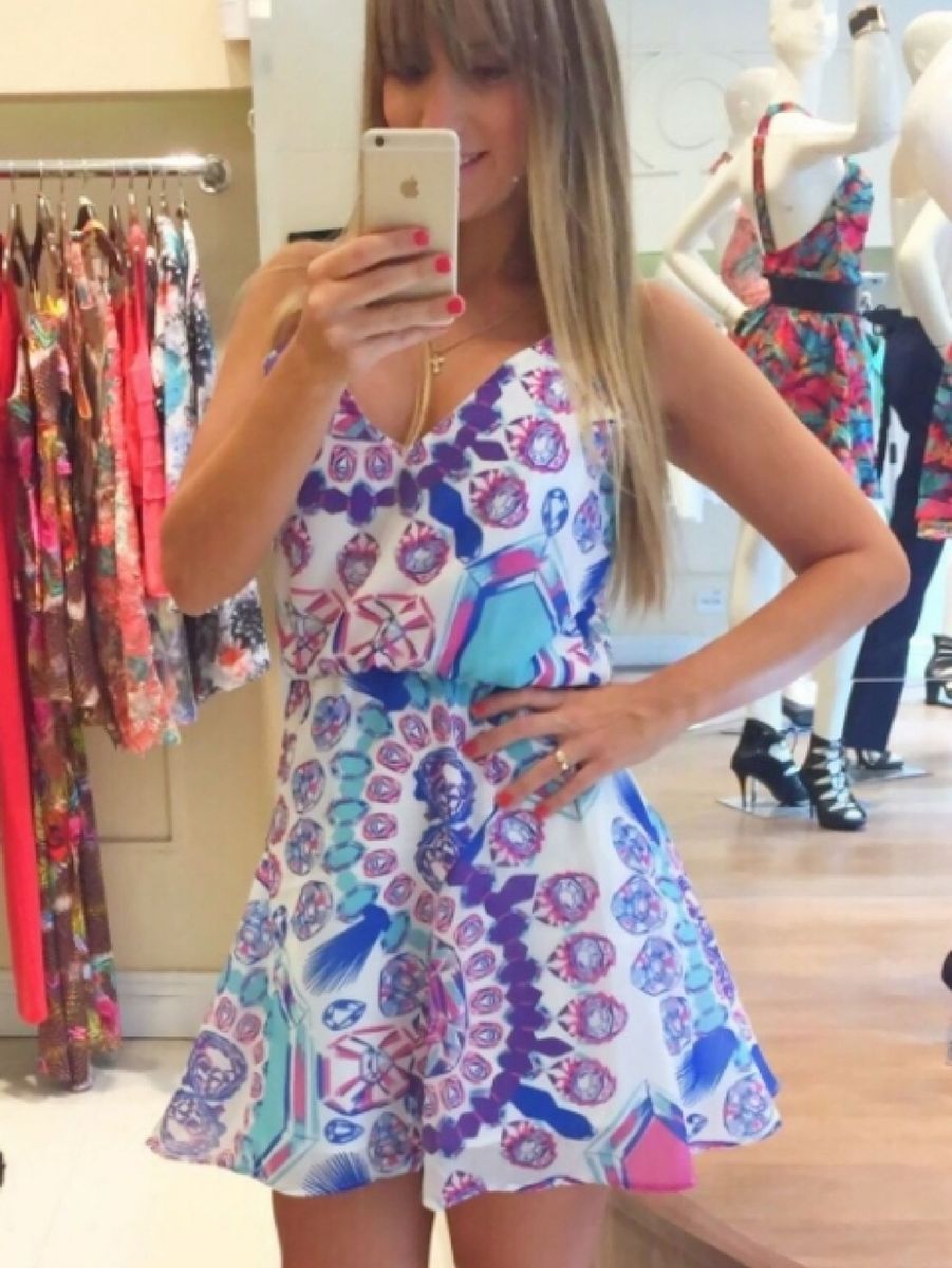 vestido solto estampado
