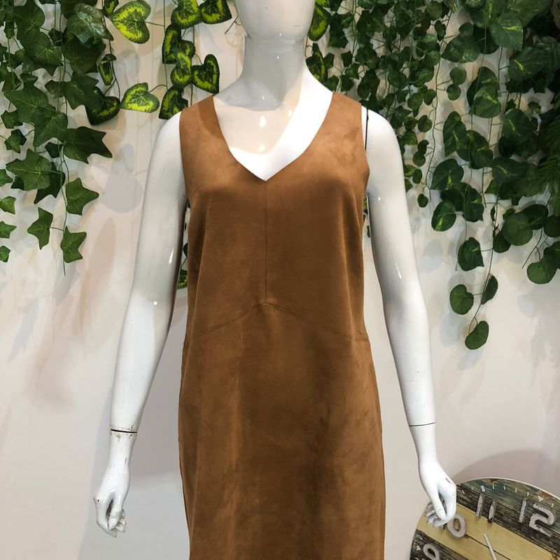 Vestido best sale suede caramelo