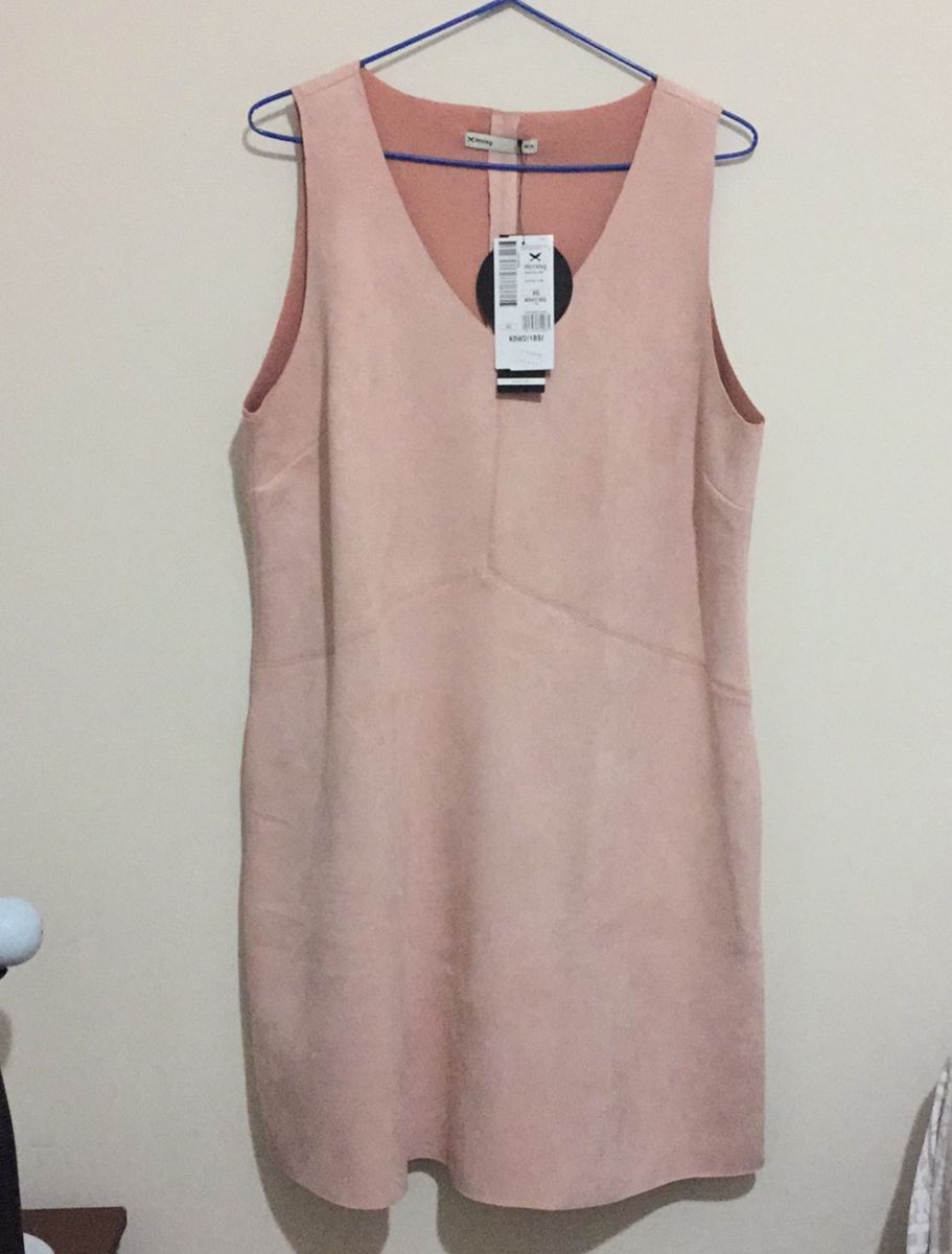 vestido suede rosa