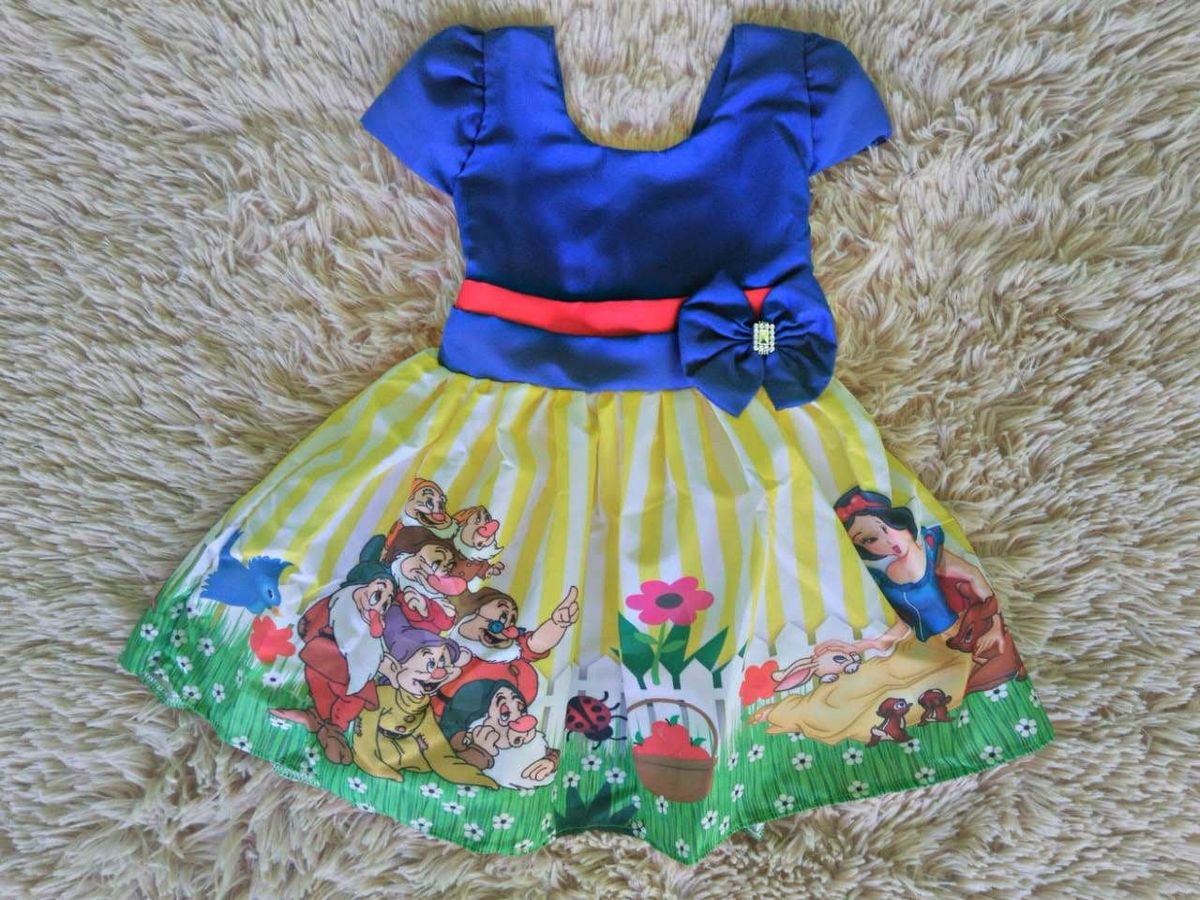 vestido tematico infantil branca de neve