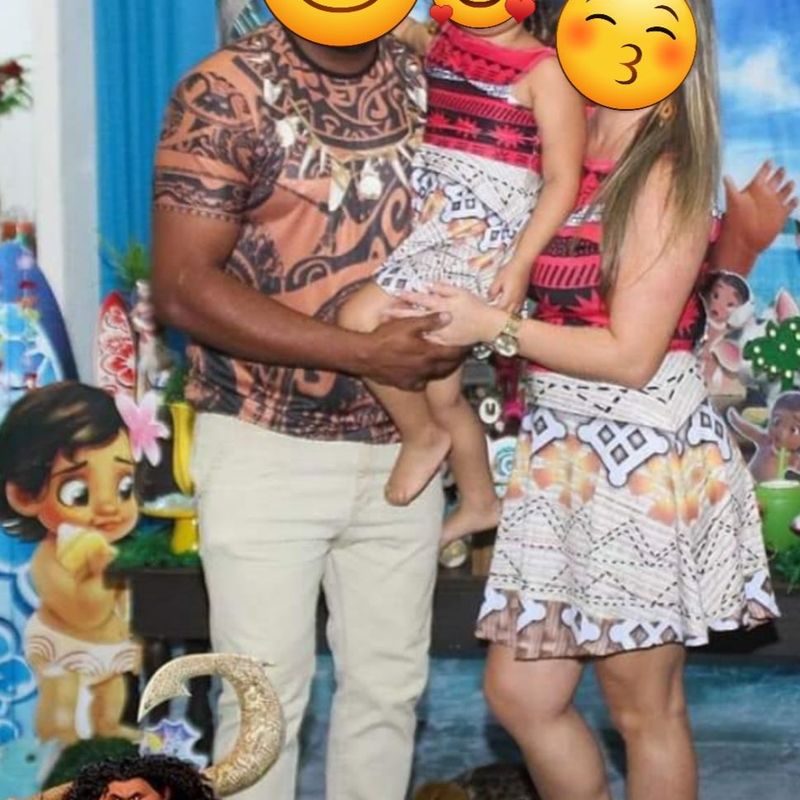 Vestido Moana com faixa adulto mãe