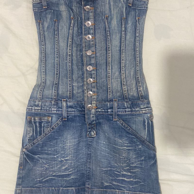 Vestido Tomara Q Caia Curto Jeans Dona Florinda Dona Florinda