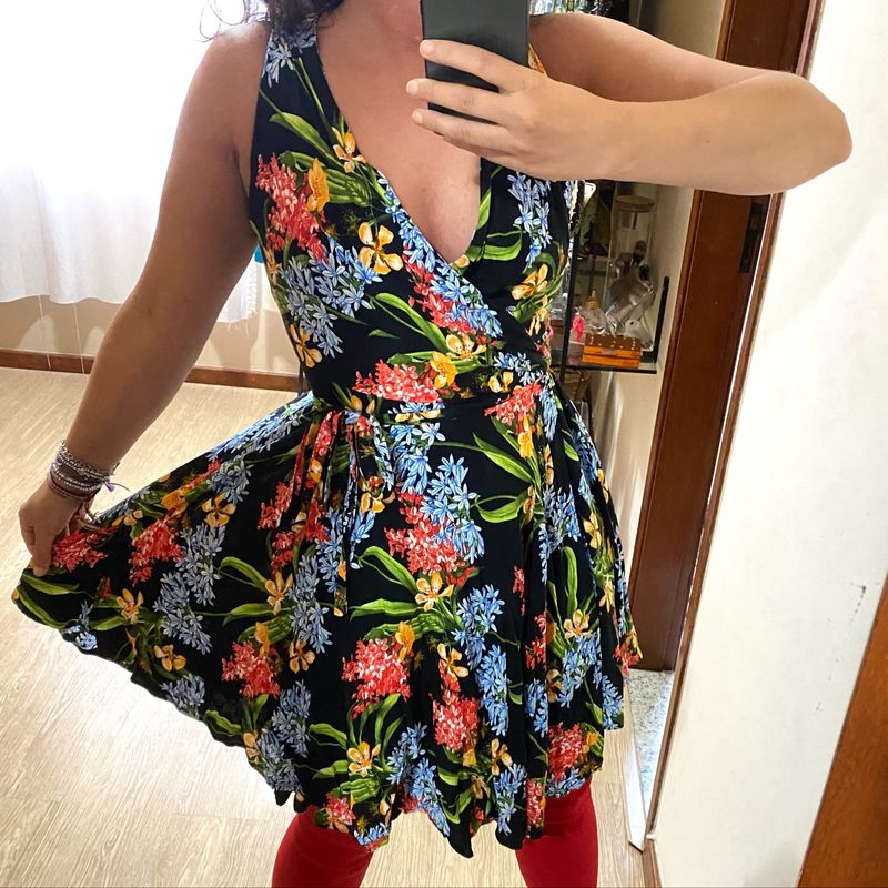 Estampa Floral Vestido Floral Envelope Vestido Curto Vestido