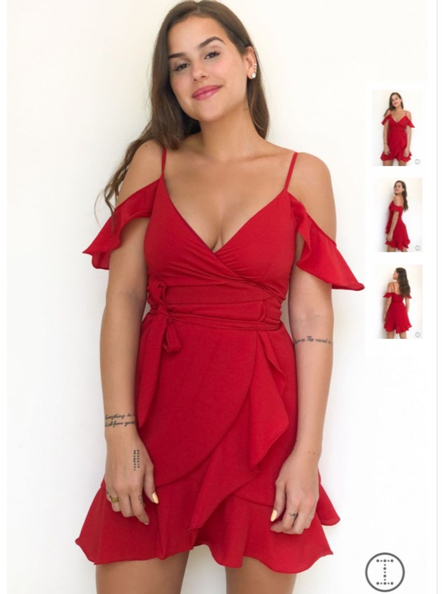 vestido vermelho transpassado