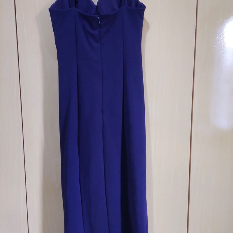 Vestido Tubinho Azul, com Fenda Na Perna, Vestido Feminino K33p Usado  74123397