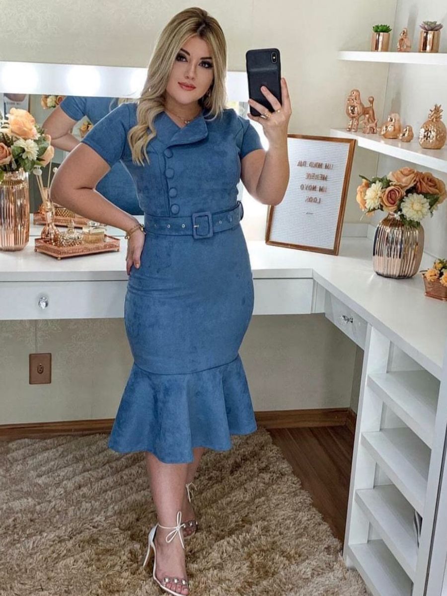 vestido tubinho suede