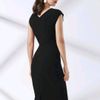 vestido tubinho preto transpassado decote em v - tubinho miusol shein