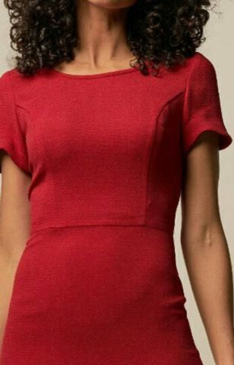 vestido tubinho social vermelho
