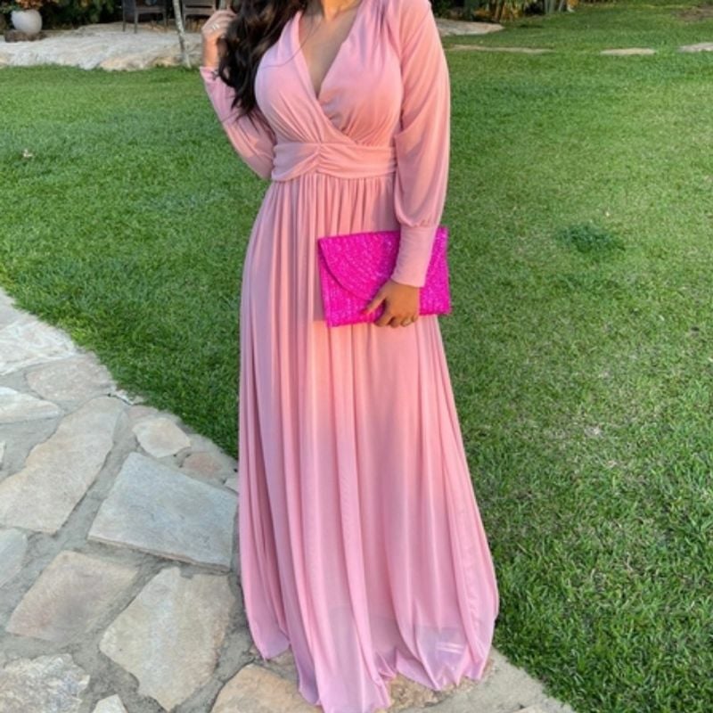 Vestido para madrinha de casamento store rosa bebe