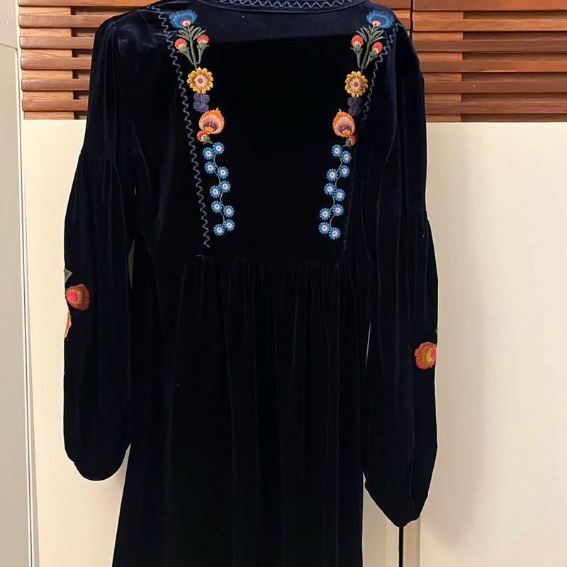Vestido Veludo Azul Marinho Zara | Zara Usado 101472014 | enjoei