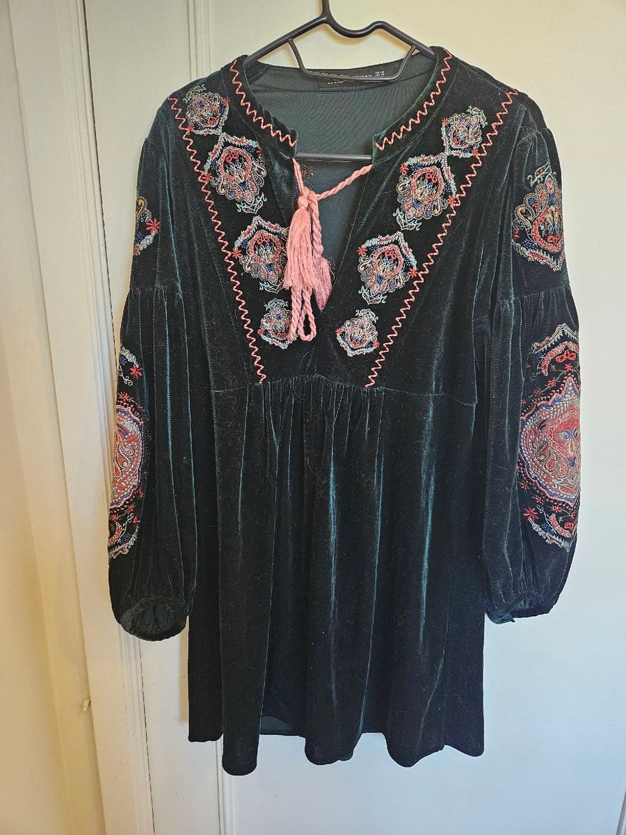 Vestido Veludo Verde Zara | Zara Usado 103736899 | enjoei