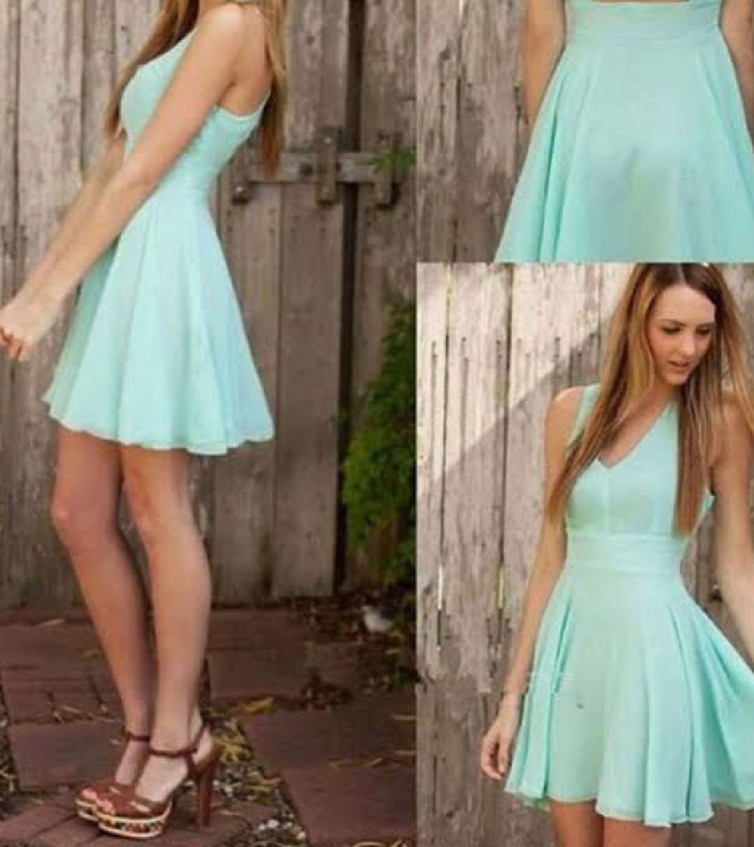 vestido de festa curto verde agua