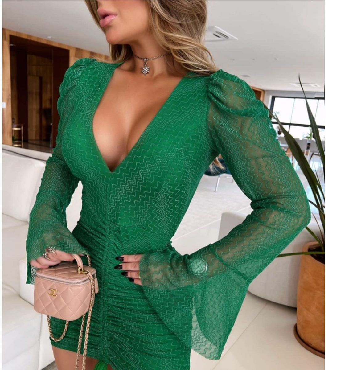 Vestido store verde justo