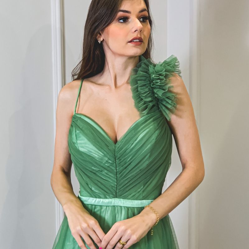 Vestido store verde cana