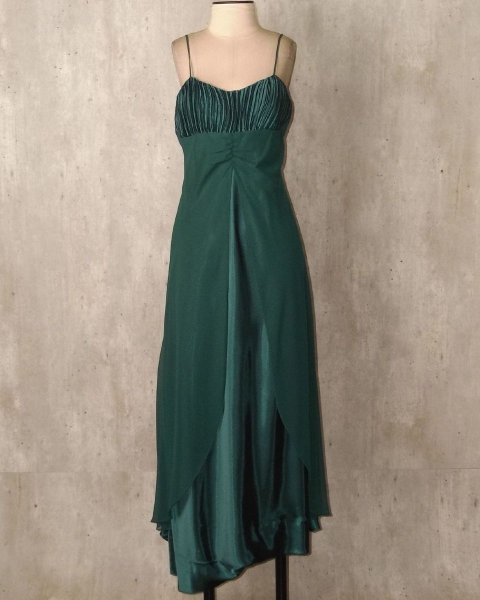 vestido festa verde escuro