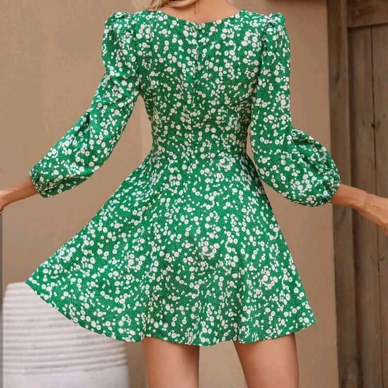 Vestido verde hot sale florido