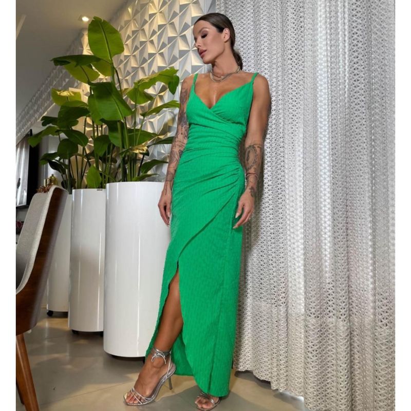 Vestido verde hot sale folha