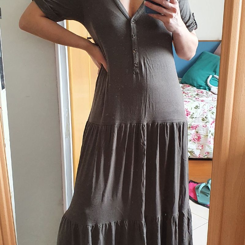 Vestido Verde Militar Midi Renner Usado 51958876 enjoei