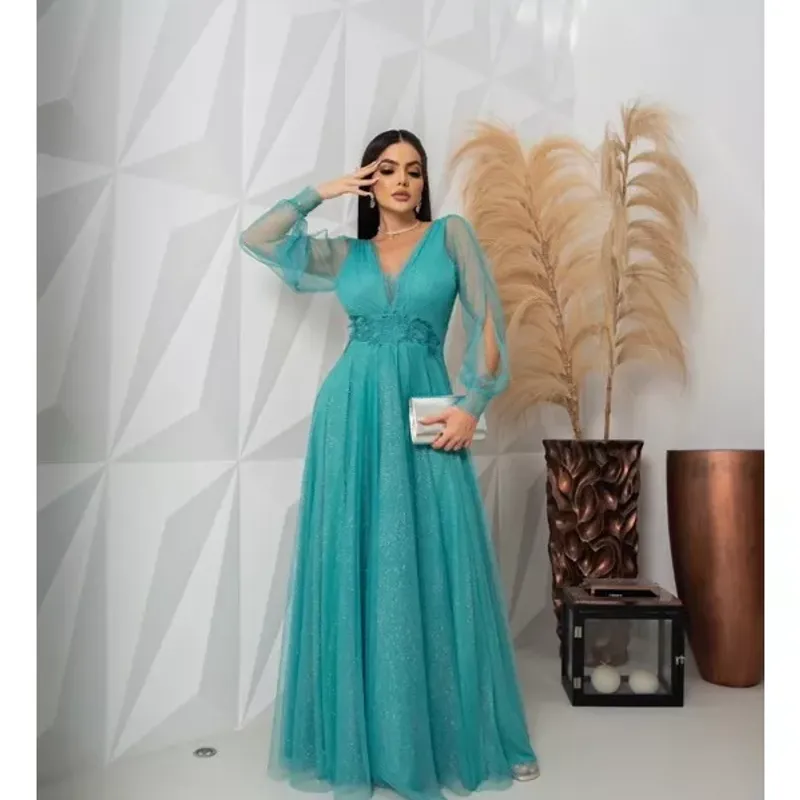 Festa Longo Azul Vestidos Longos Vestido Verde Tiffany Madrinha De