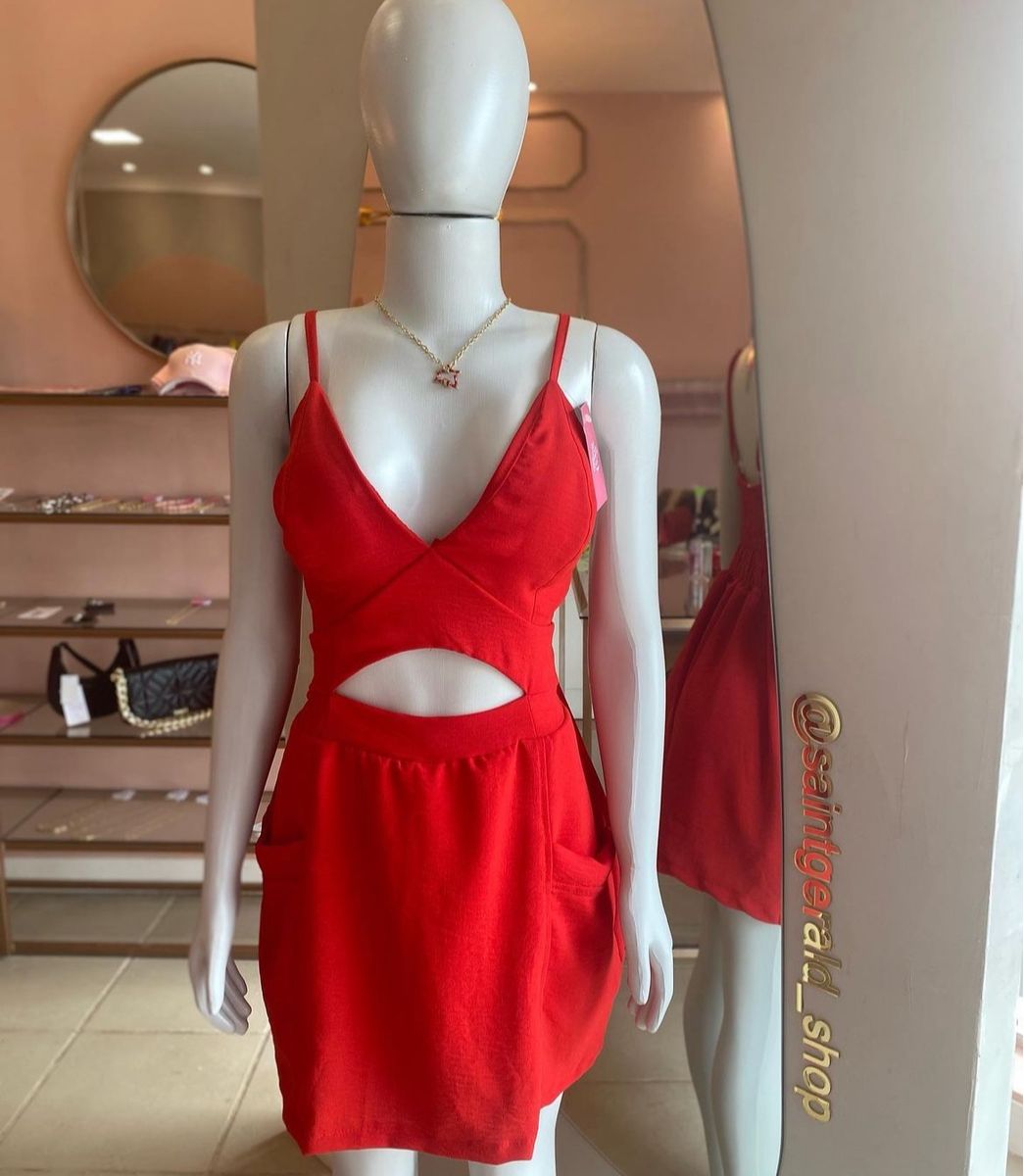 Vestido best sale vermelho alcinha