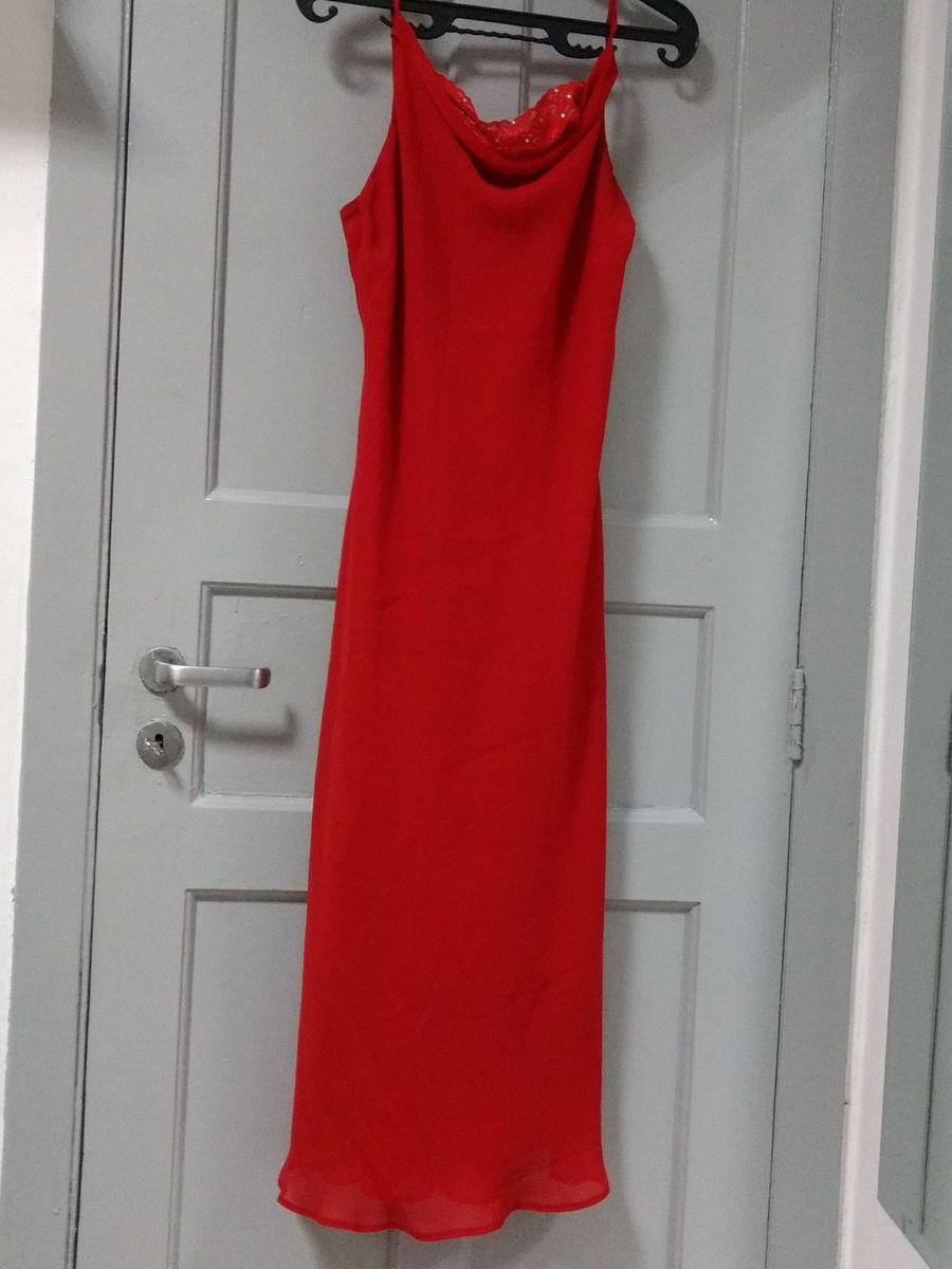 vestido vermelho basico longo