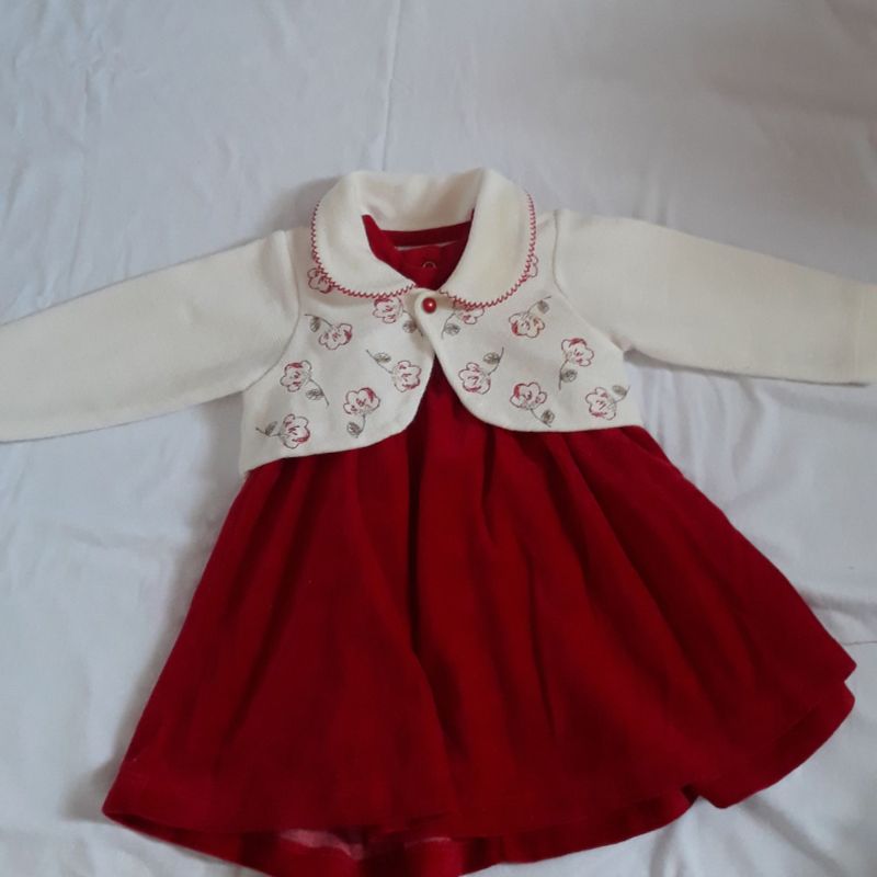 Vestido Vermelho com Bolero Roupa Infantil para Bebê Kibaby