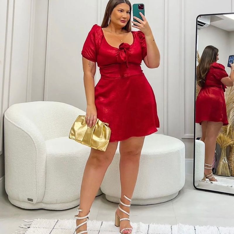 Vestido vermelho best sale curto plus size