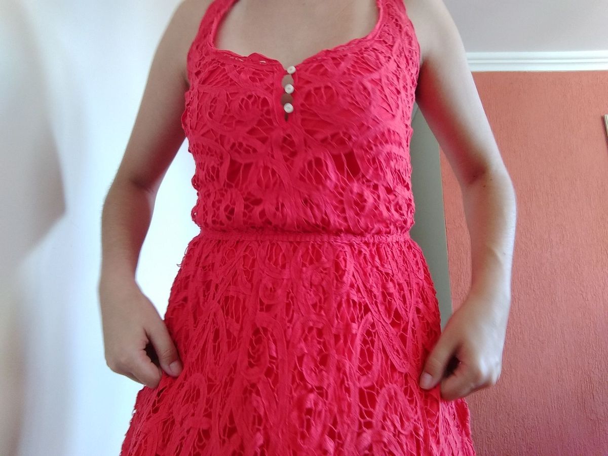 vestido croche vermelho