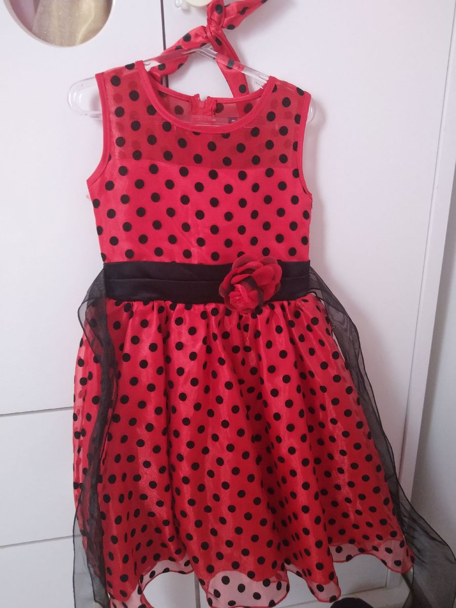 vestido infantil de bolas pretas